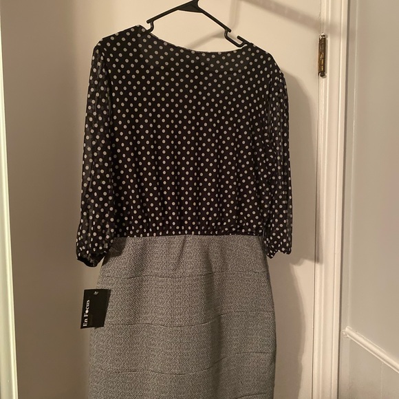 Enfocus Studio black & white polka dot top/pencil layered skirt (Dress) -Size 14 - Picture 3 of 3